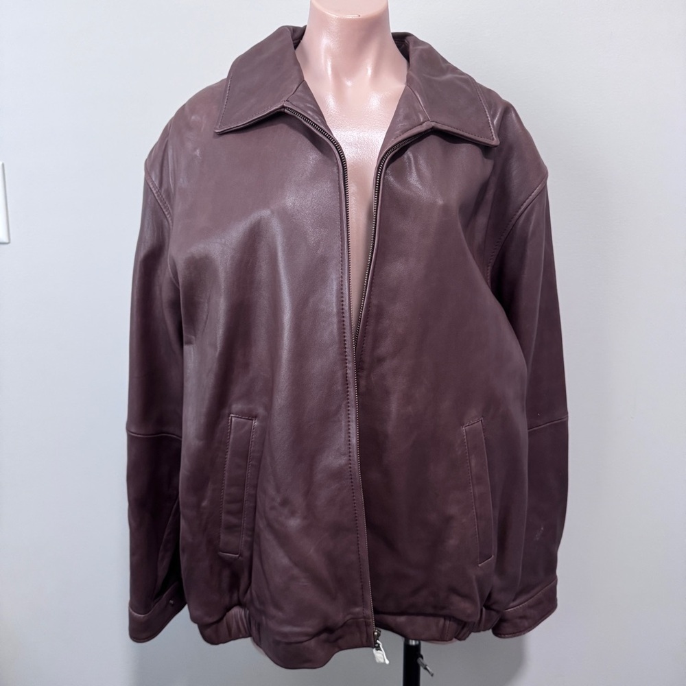 Jos. A. Bank Sig Lamb Bomber Jacket Coat Leather Acorn Brown XL REG NEW
